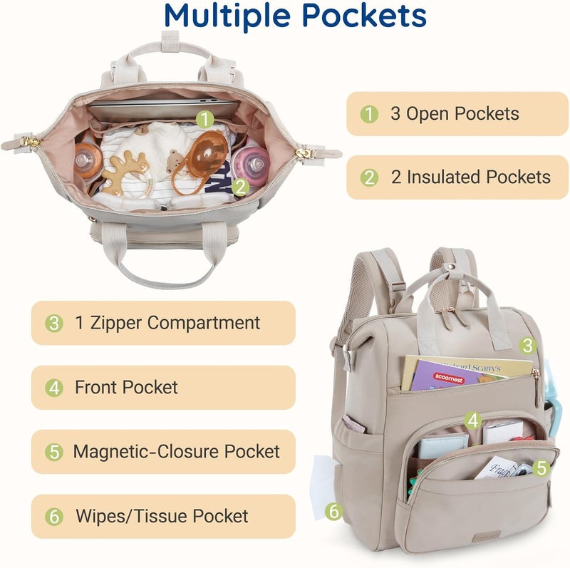 MOMMORE Neoprene Diaper Bag Backpack Small Lightweight Baby Diaper Bags Water Resistant Diaper Backpack for Boys Girls Newborn with Changing Pad, Stroller Straps - Image 4